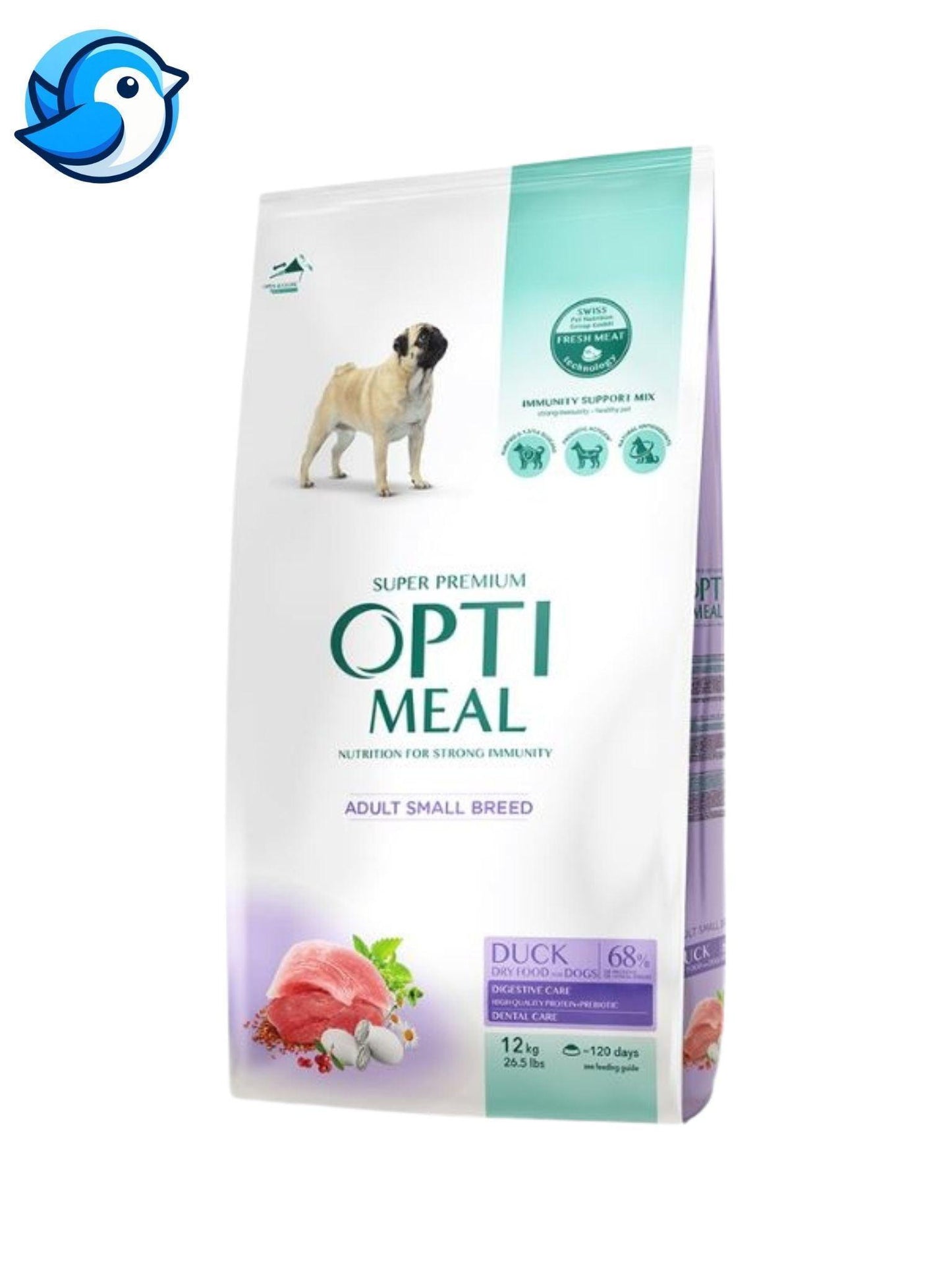 OPTIMEAL TELJES ÉRTÉKŰ TÁP KIS TERMETŰ KUTYÁKNAK SUPER PRÉMIUM KACSA 10+2,5KG - Pöpi Állateledel és Kiegészítők
