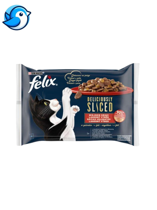 FELIX DELICIOUSLY 4X80G HÁZIAS VÁLOGATÁS MARHA, CSIRKE, KACSA, PULYKA - Pöpi Állateledel és Kiegészítők