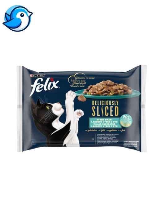 FELIX DELICIOUSLY 4X80G HALAS VÁLOGATÁS LAZAC, TONHA, TŐKEHAL, LEPÉNYHAL - Pöpi Állateledel és Kiegészítők